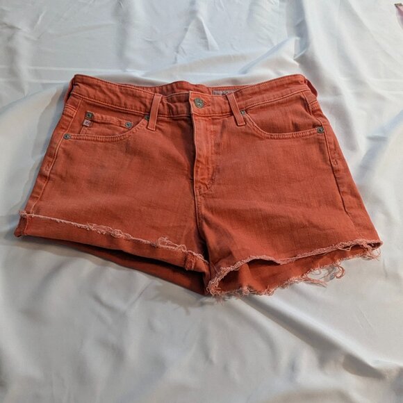 AG Adriano Goldschmied Denim Size 27R Burnt Orange Frayed Hem Shorts - Picture 12 of 12